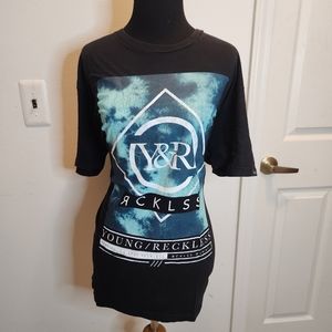 Young & Reckless Large Black and Blue Short Sleeve T-Shirt